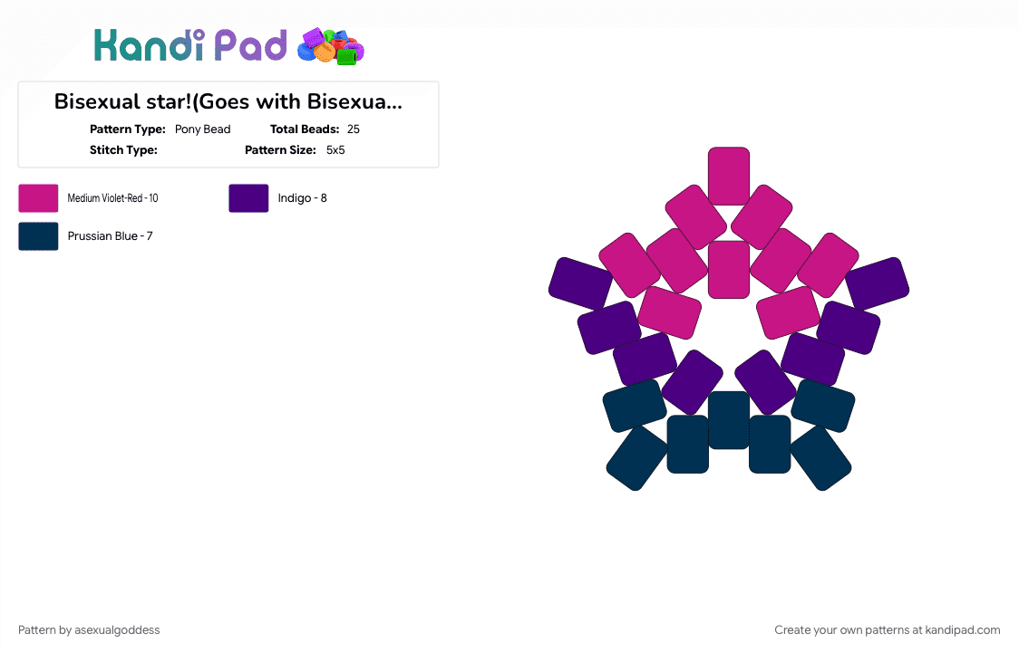 Bisexual star!(Goes with Bisexual cuff!) - Pony Bead Pattern by asexualgoddess on Kandi Pad - bi, bisexual, june, late, love, oldmecore, pink, pride, purple, youcore