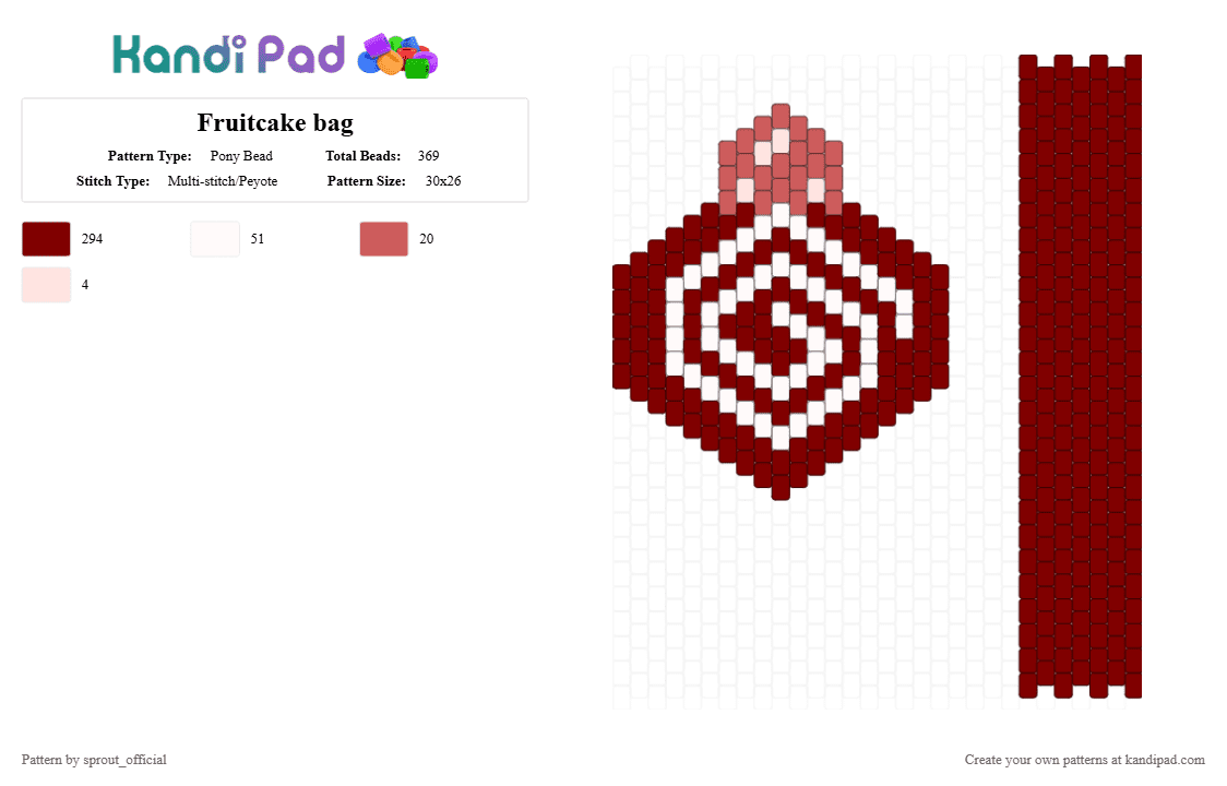 Fruitcake bag - Pony Bead Pattern by sprout_official on Kandi Pad - brown