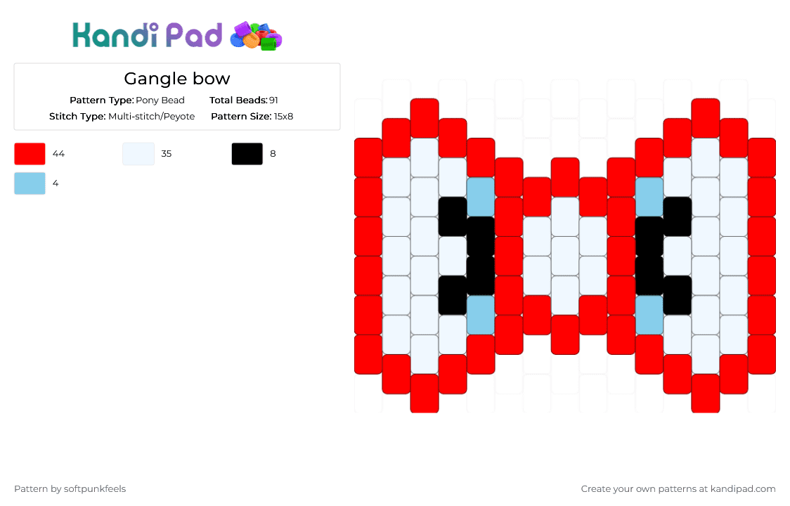 Gangle bow - Pony Bead Pattern by softpunkfeels on Kandi Pad - red