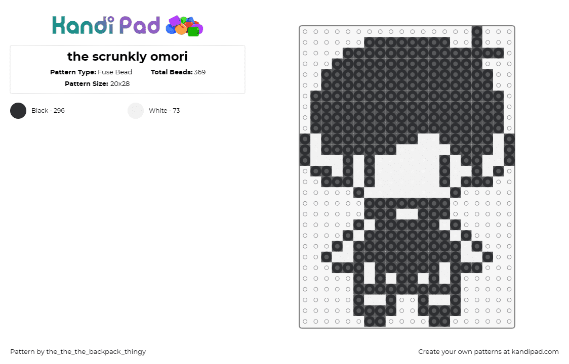 the scrunkly omori - Fuse Bead Pattern by the_the_the_backpack_thingy on Kandi Pad - omori,character,video game,black,white