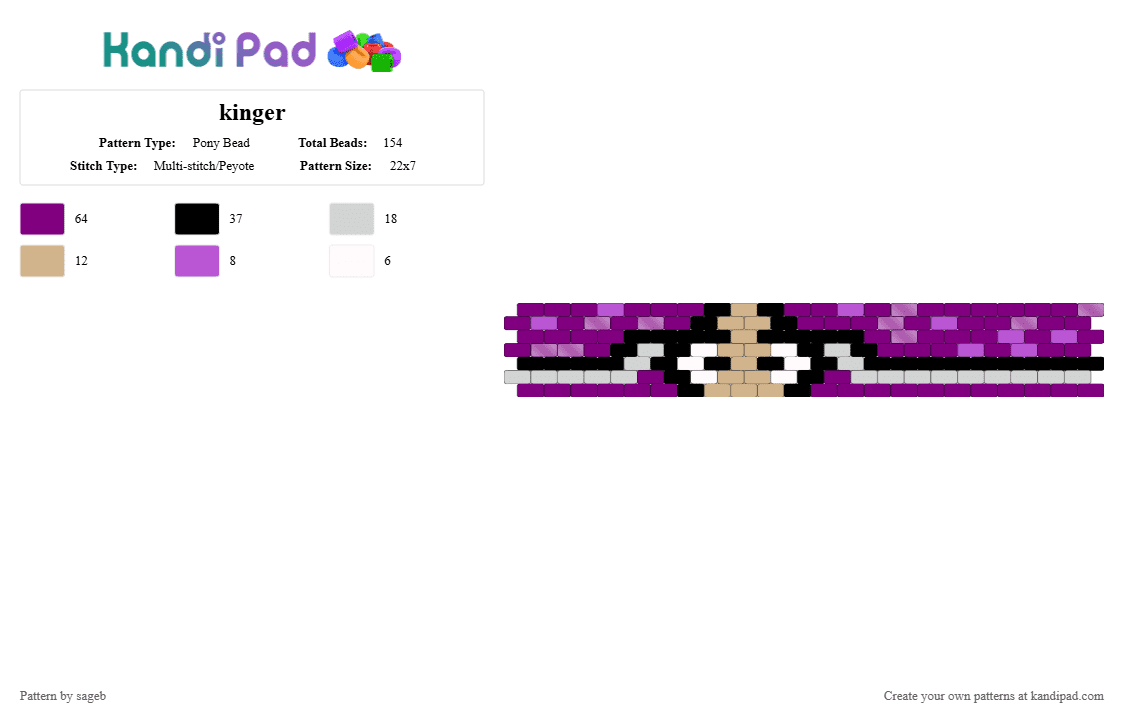 kinger - Pony Bead Pattern by sageb on Kandi Pad - pink