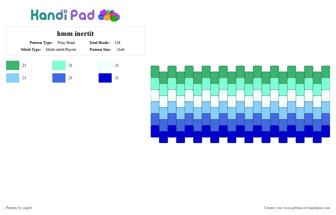 hmm inertit - Pony Bead Pattern by sageb on Kandi Pad - teal,blue,colorful