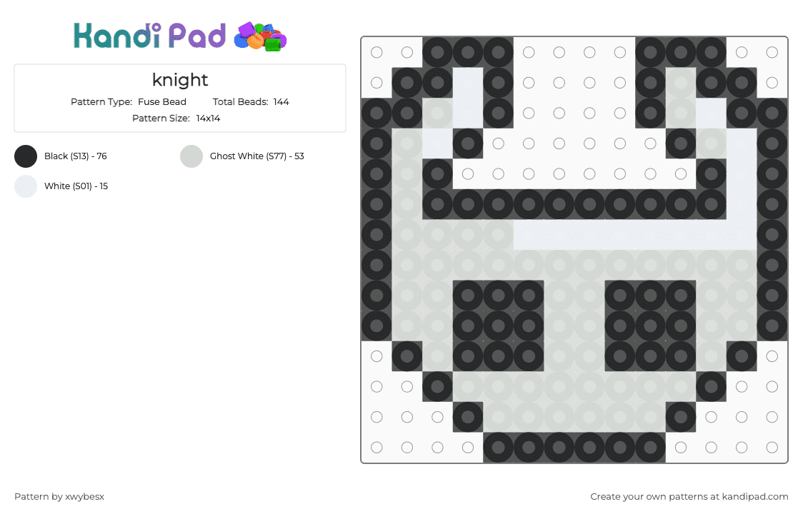 knight - Fuse Bead Pattern by xwybesx on Kandi Pad - black,white