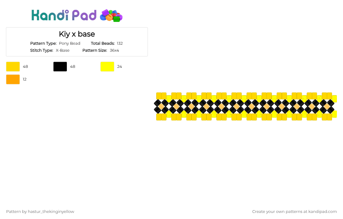 Kiy x base - Pony Bead Pattern by hastur_thekinginyellow on Kandi Pad - yellow