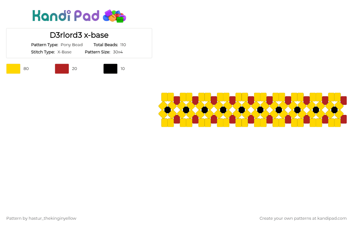 D3rlord3 x-base - Pony Bead Pattern by hastur_thekinginyellow on Kandi Pad - yellow