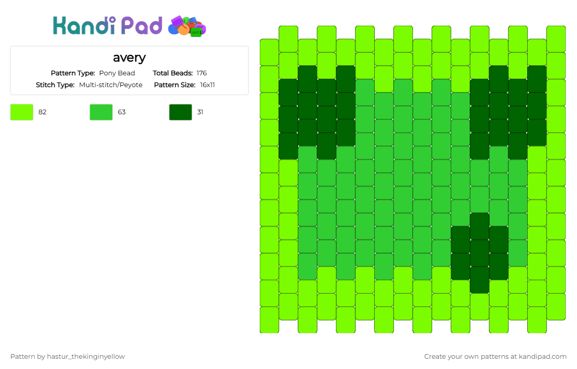 avery - Pony Bead Pattern by hastur_thekinginyellow on Kandi Pad - green