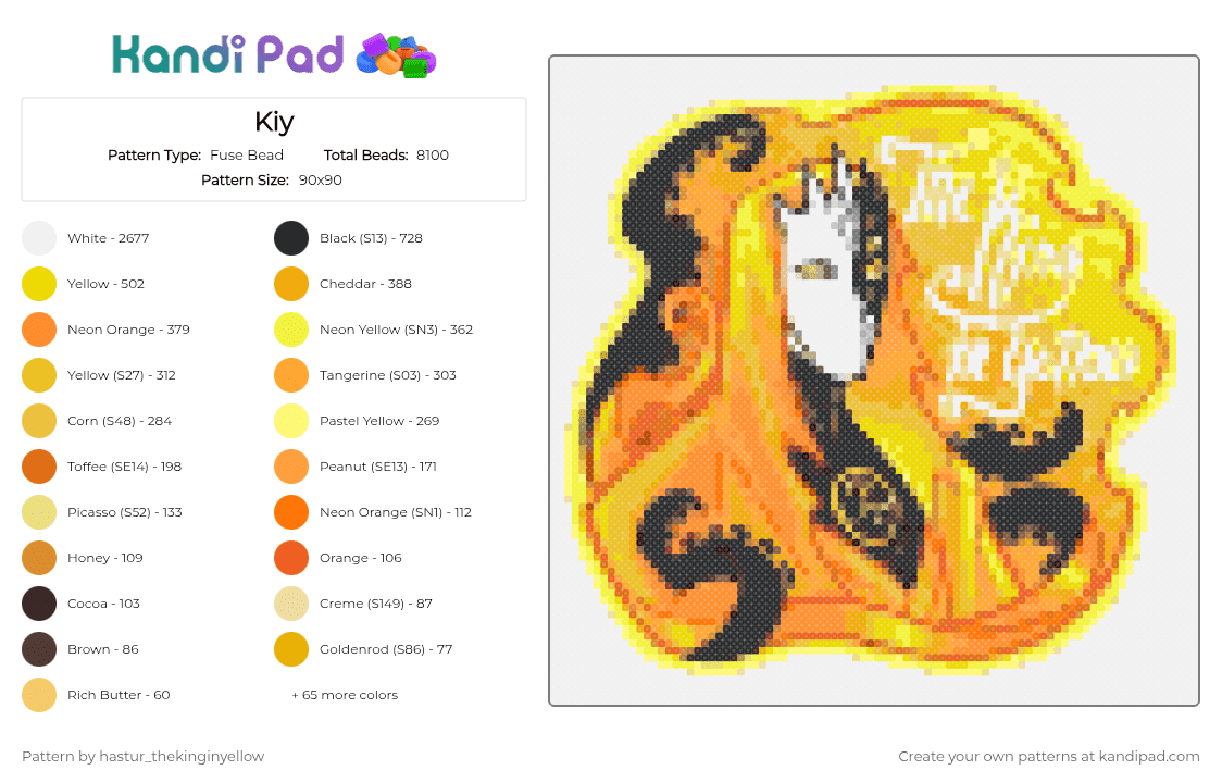 Kiy - Fuse Bead Pattern by hastur_thekinginyellow on Kandi Pad - 