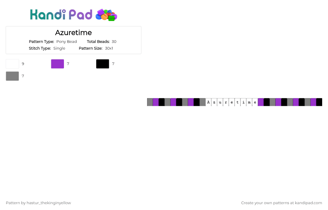 Azuretime - Pony Bead Pattern by hastur_thekinginyellow on Kandi Pad - purple,gray