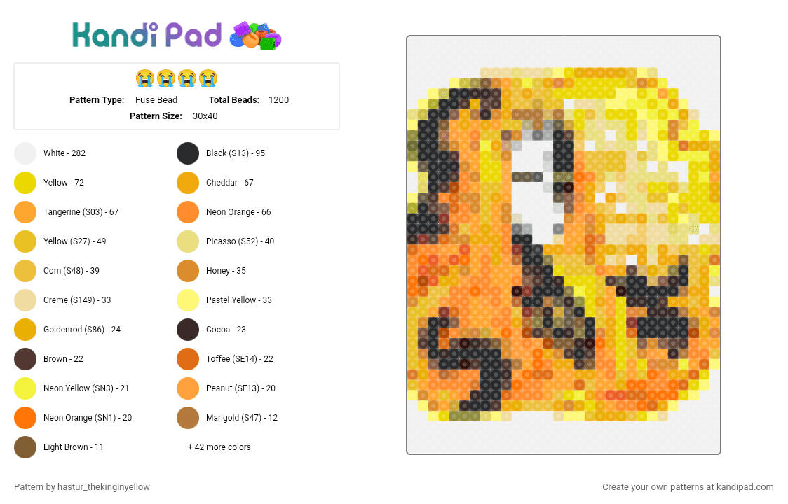 😭😭😭😭 - Fuse Bead Pattern by hastur_thekinginyellow on Kandi Pad - 