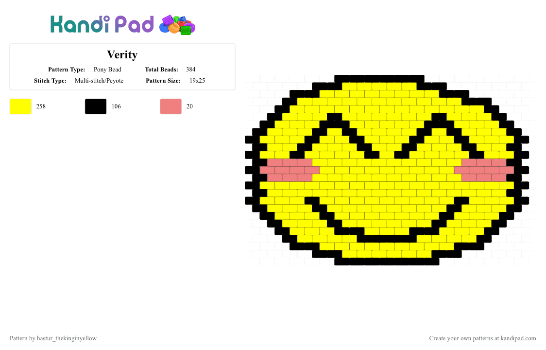 Verity - Pony Bead Pattern by hastur_thekinginyellow on Kandi Pad - yellow
