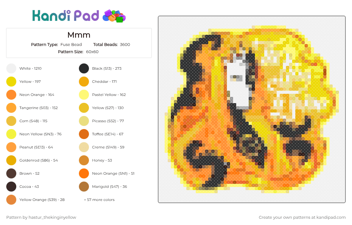 Mmm - Fuse Bead Pattern by hastur_thekinginyellow on Kandi Pad - 