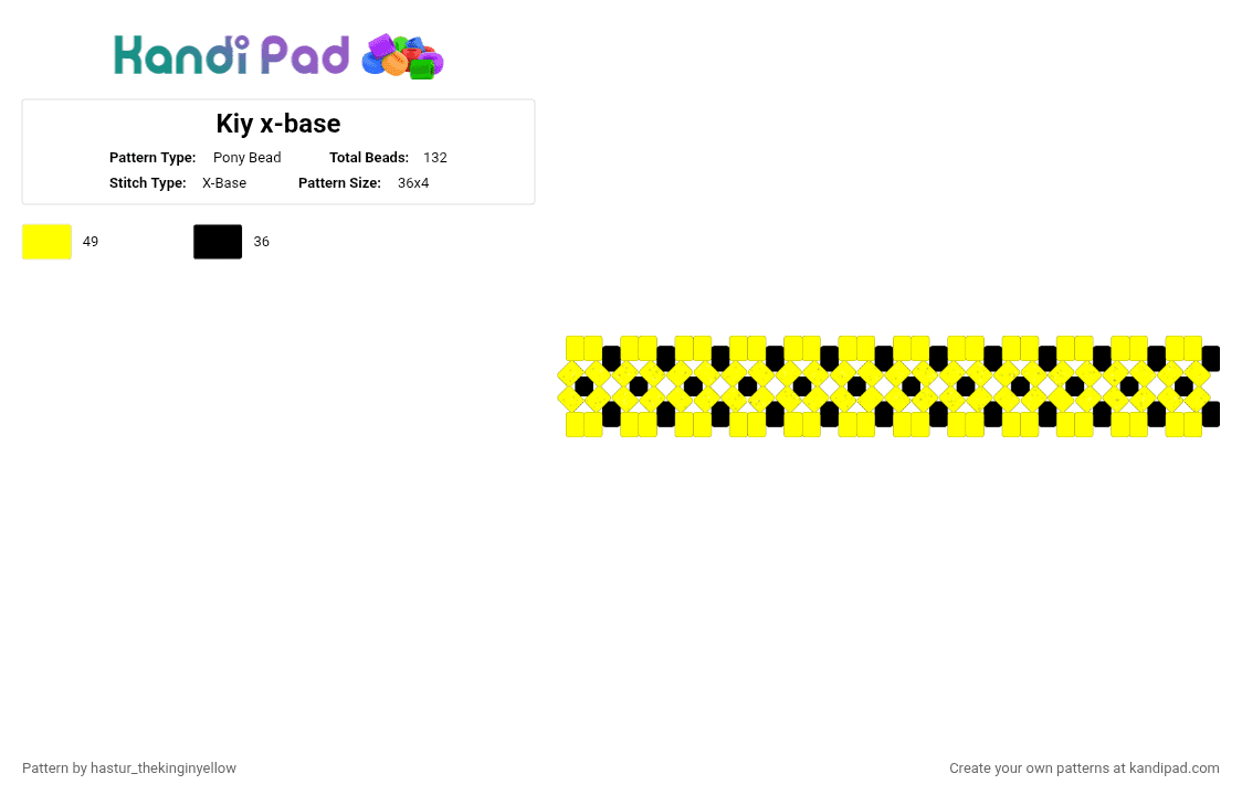 Kiy x-base - Pony Bead Pattern by hastur_thekinginyellow on Kandi Pad - black, yellow