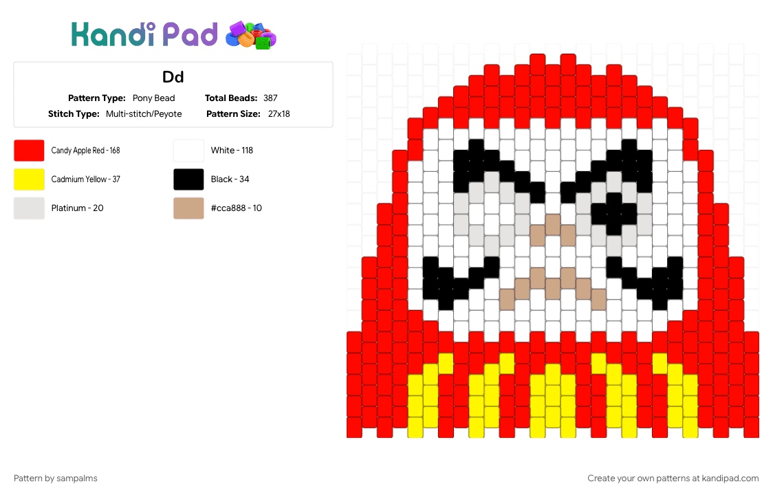 Dd - Pony Bead Pattern by sampalms on Kandi Pad - red