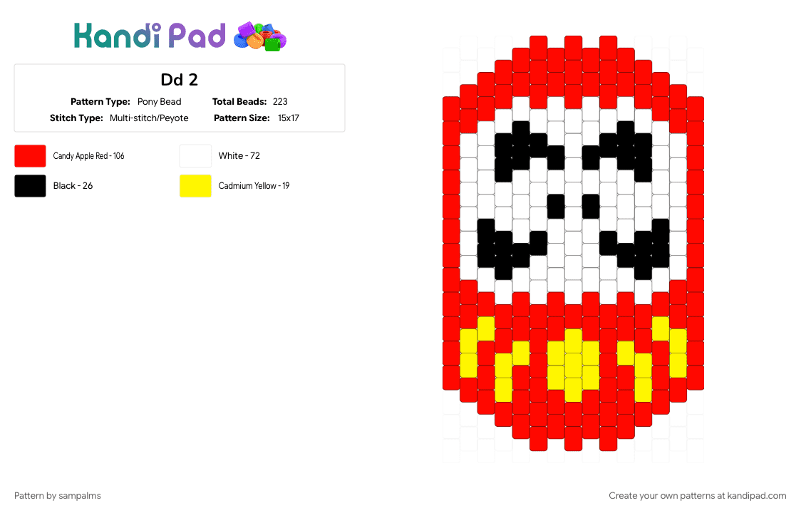 Dd 2 - Pony Bead Pattern by sampalms on Kandi Pad - red