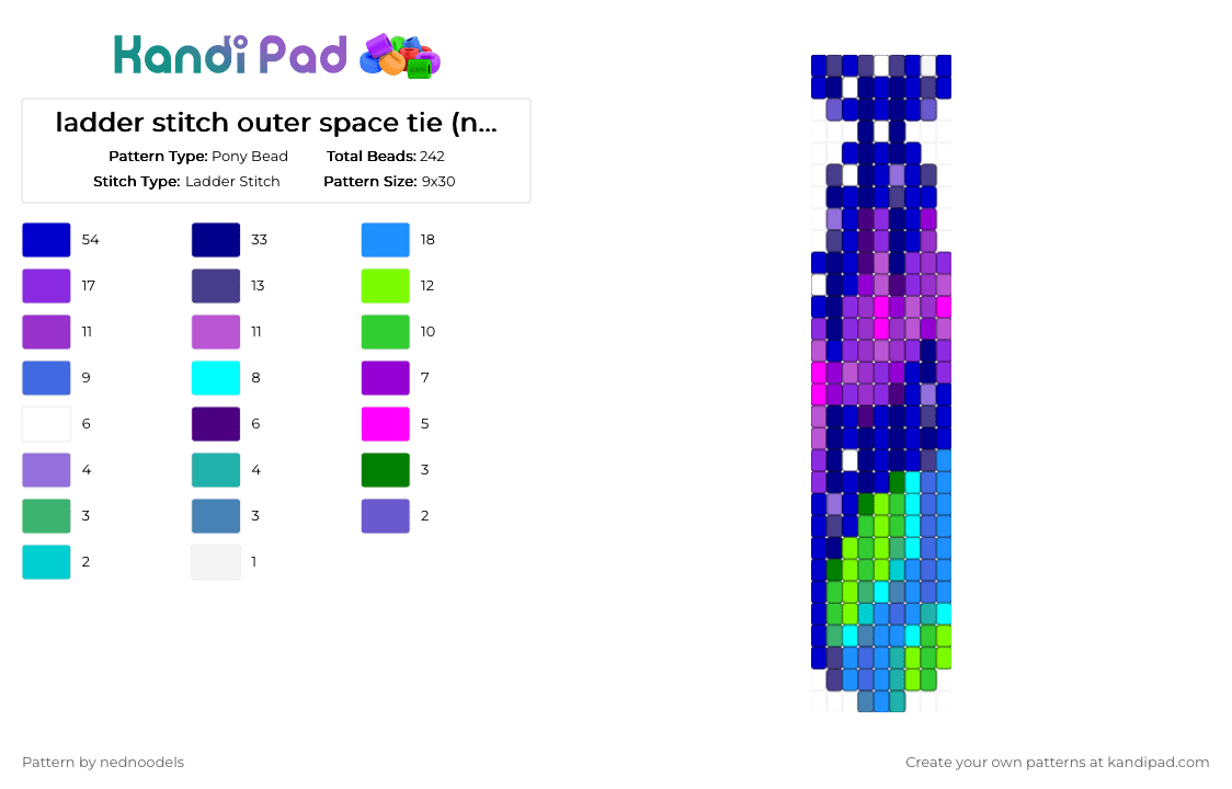 ladder stitch outer space tie (not mine) - Pony Bead Pattern by nednoodels on Kandi Pad - purple,outer space,tie,ladder,ladder stitch