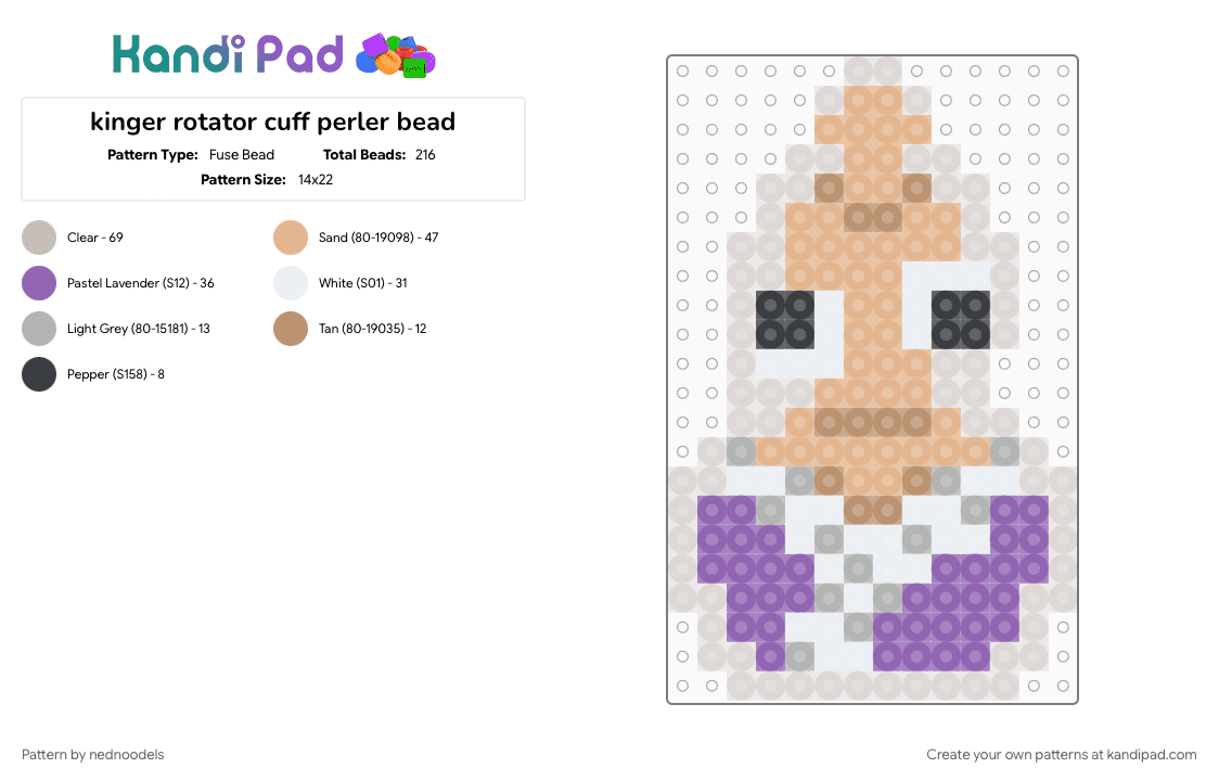 kinger rotator cuff perler bead - Fuse Bead Pattern by nednoodels on Kandi Pad - beige