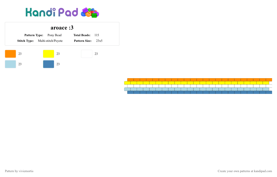 aroace :3 - Pony Bead Pattern by viviemortis on Kandi Pad - orange,yellow,light blue,blue
