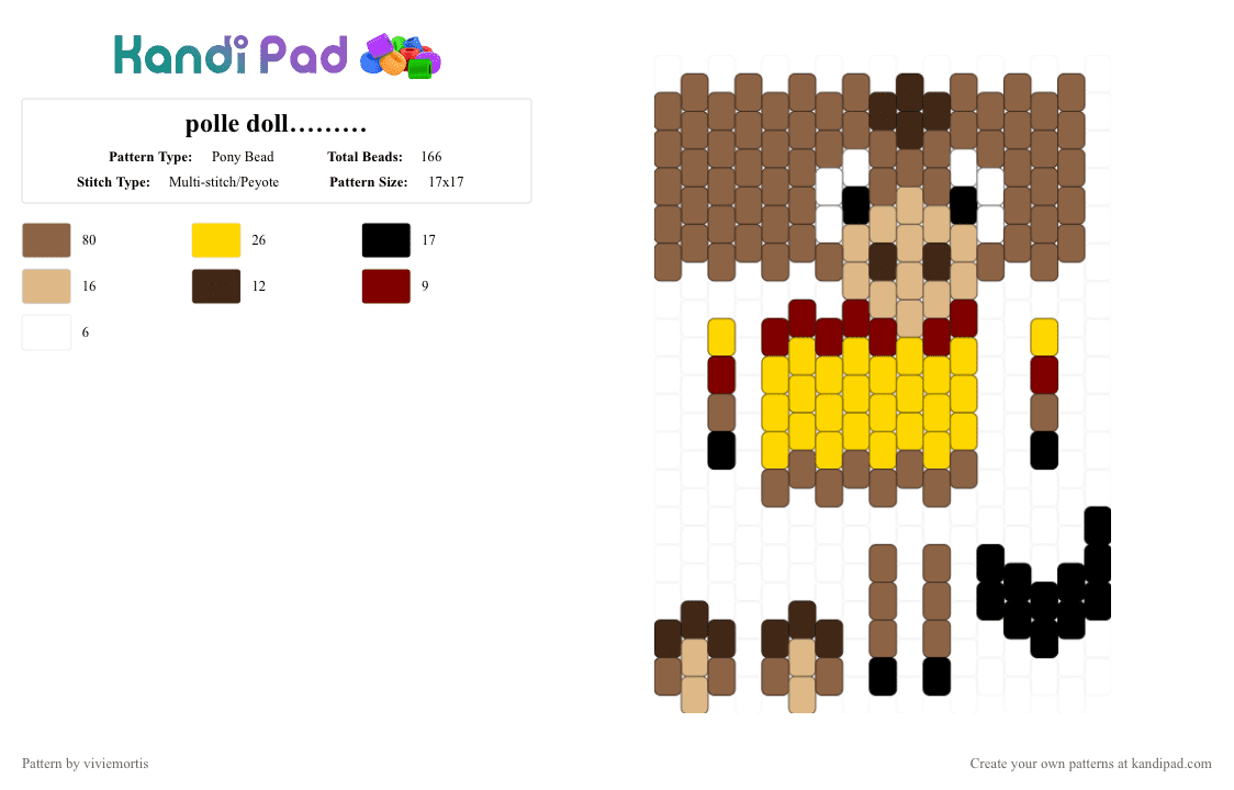 polle doll……… - Pony Bead Pattern by viviemortis on Kandi Pad - kandi doll, mouthwashing, polle the pony, tan