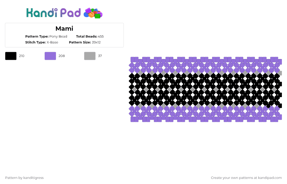 Pattern Mami Mami Pony Bead Pattern - Kandi Pad | Kandi Patterns, Fuse Bead Patterns ...
