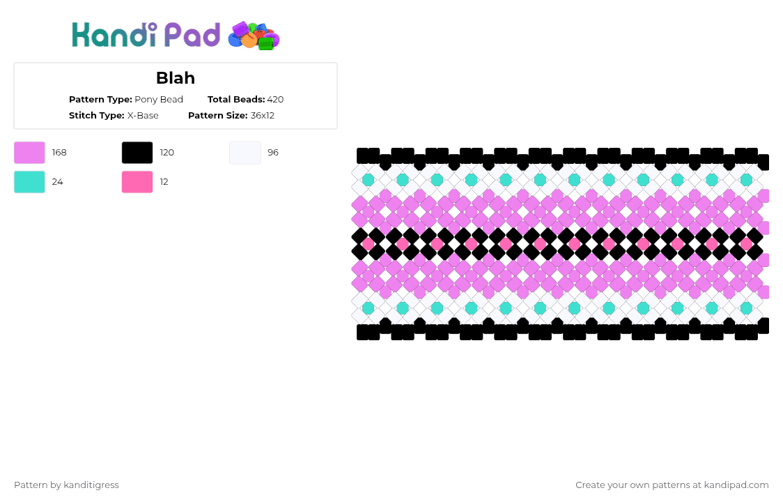 Blah - Pony Bead Pattern by kanditigress on Kandi Pad - pink