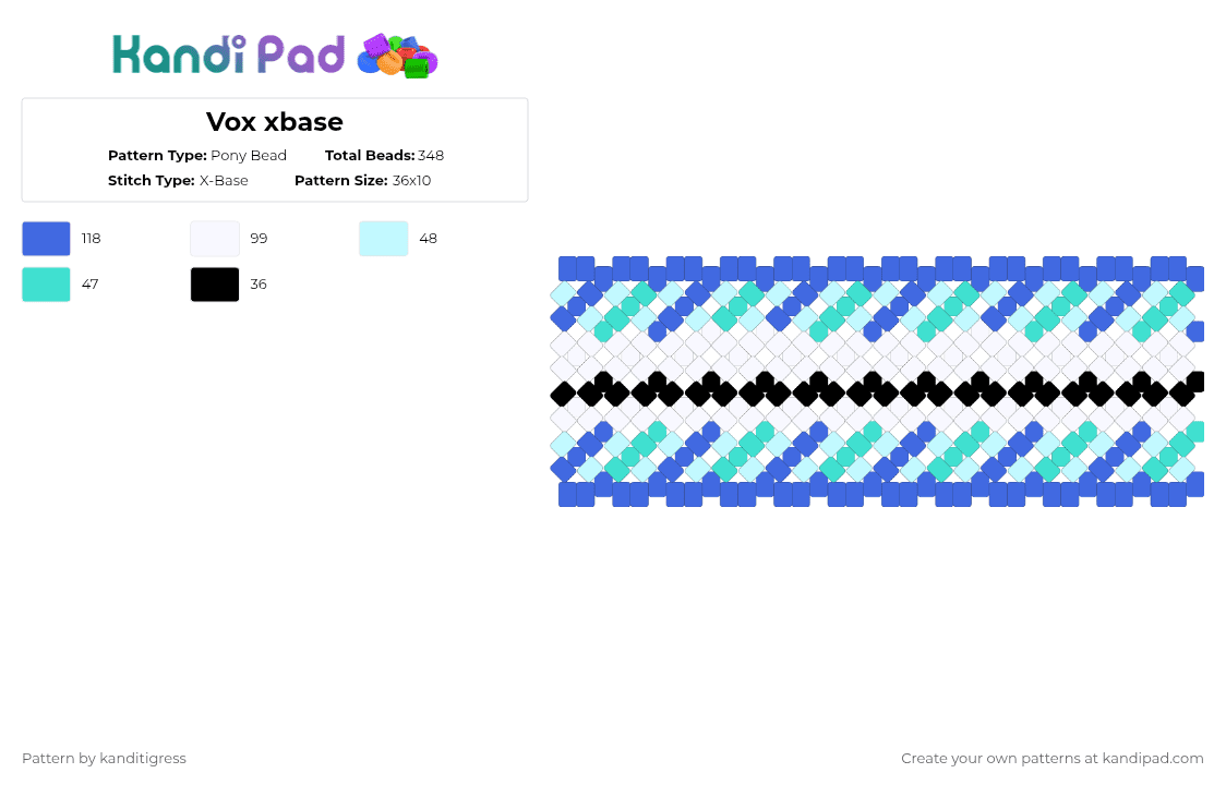 Vox xbase - Pony Bead Pattern by kanditigress on Kandi Pad - blue,light blue,hazbin hotel,vox