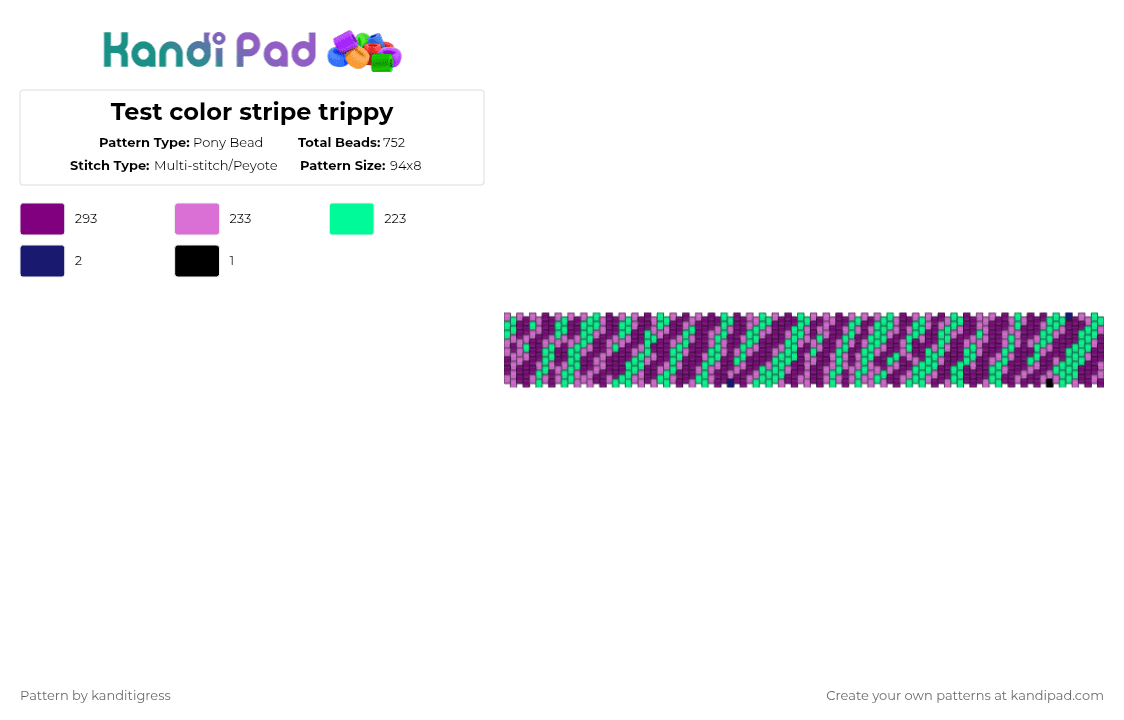 Test color stripe trippy - Pony Bead Pattern by kanditigress on Kandi Pad - pink