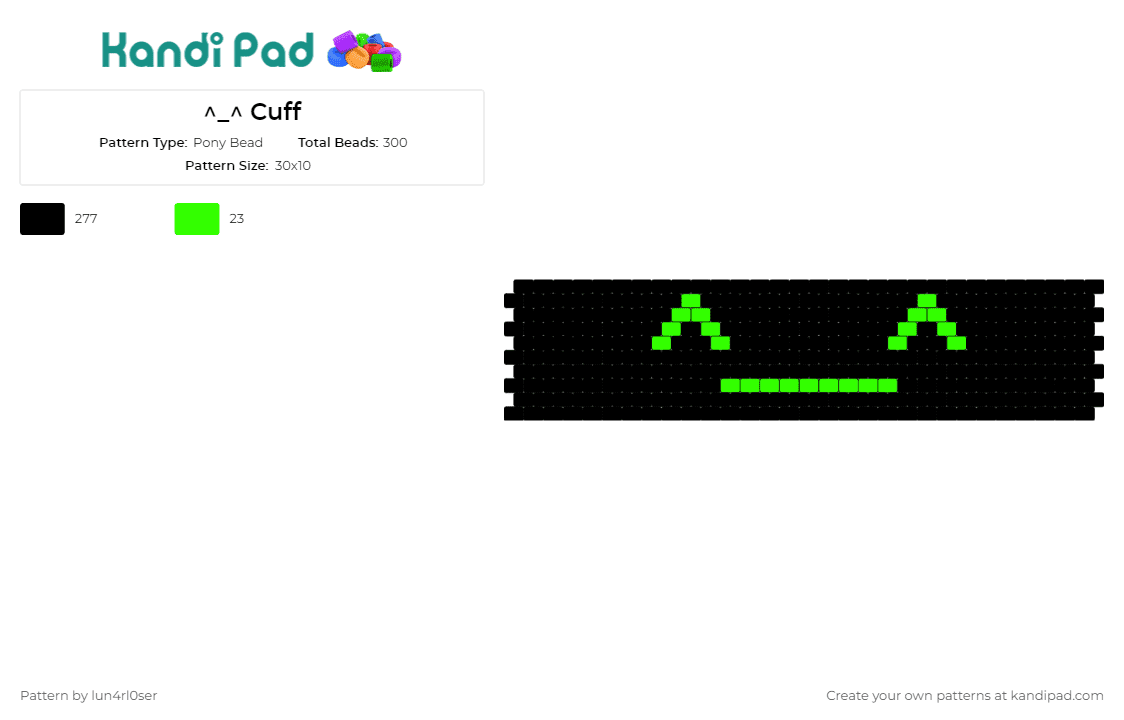 ^_^ Cuff - Pony Bead Pattern by lun4rl0ser on Kandi Pad - cyber,digital,cuff,emoticons