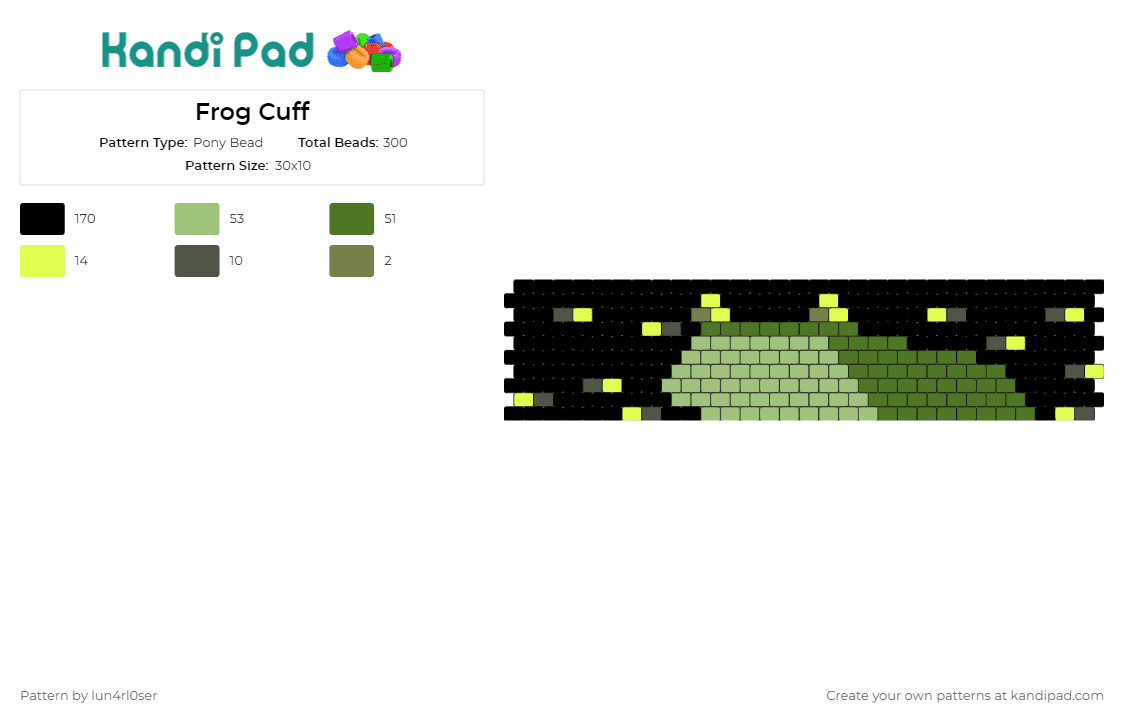 Frog Cuff - Pony Bead Pattern by lun4rl0ser on Kandi Pad - frogs,night,cuff,animals