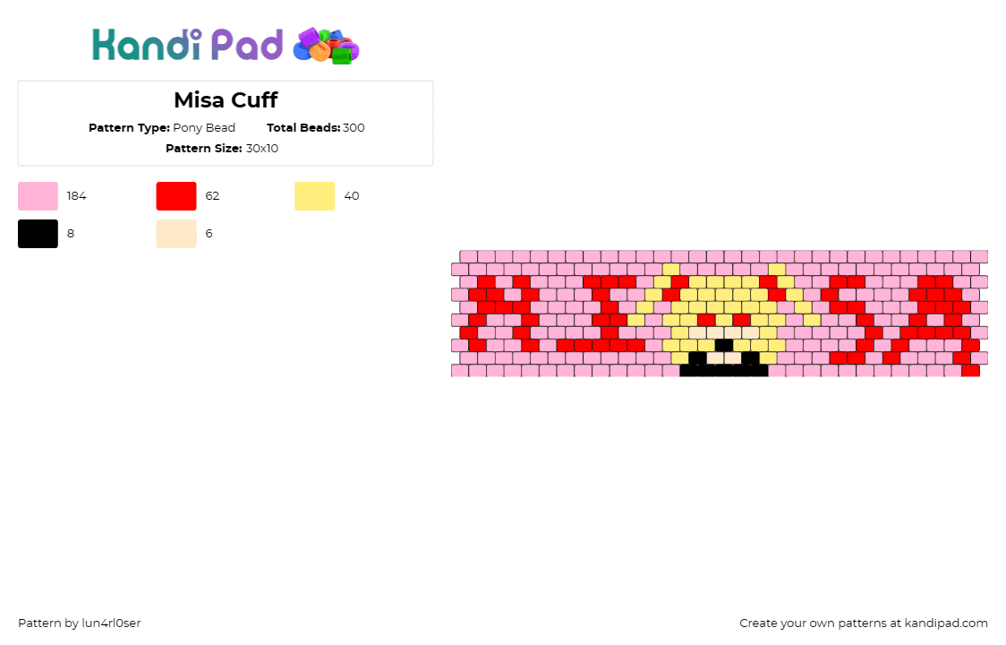 Misa Cuff - Pony Bead Pattern by lun4rl0ser on Kandi Pad - misa amane,deathnote,anime,cuff