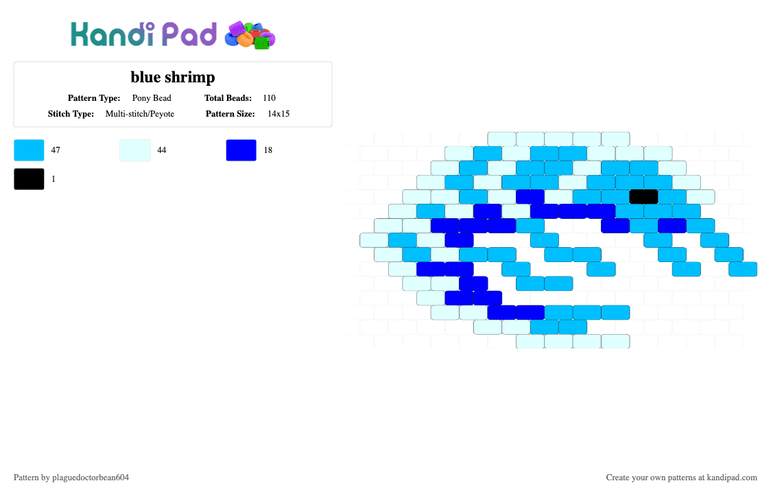 blue shrimp - Pony Bead Pattern by plaguedoctorbean604 on Kandi Pad - light blue,purple