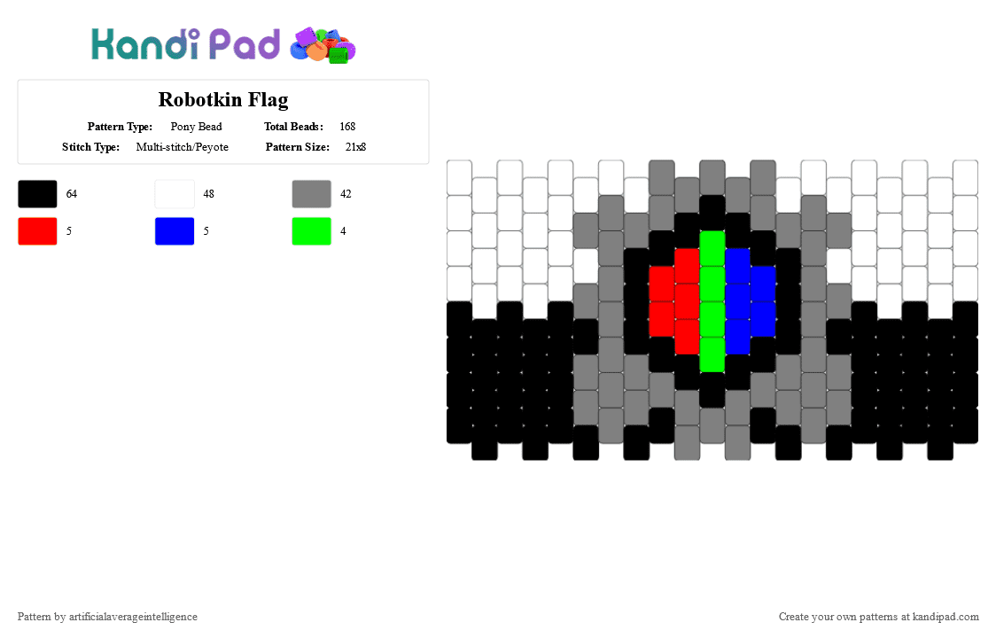 Robotkin Flag - Pony Bead Pattern by artificialaverageintelligence on Kandi Pad - white,gray