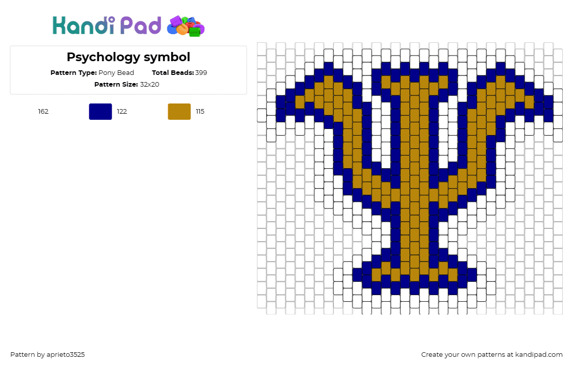 Psychology symbol - Pony Bead Pattern by aprieto3525 on Kandi Pad - psi,psychology,logo,symbol,trident,brown