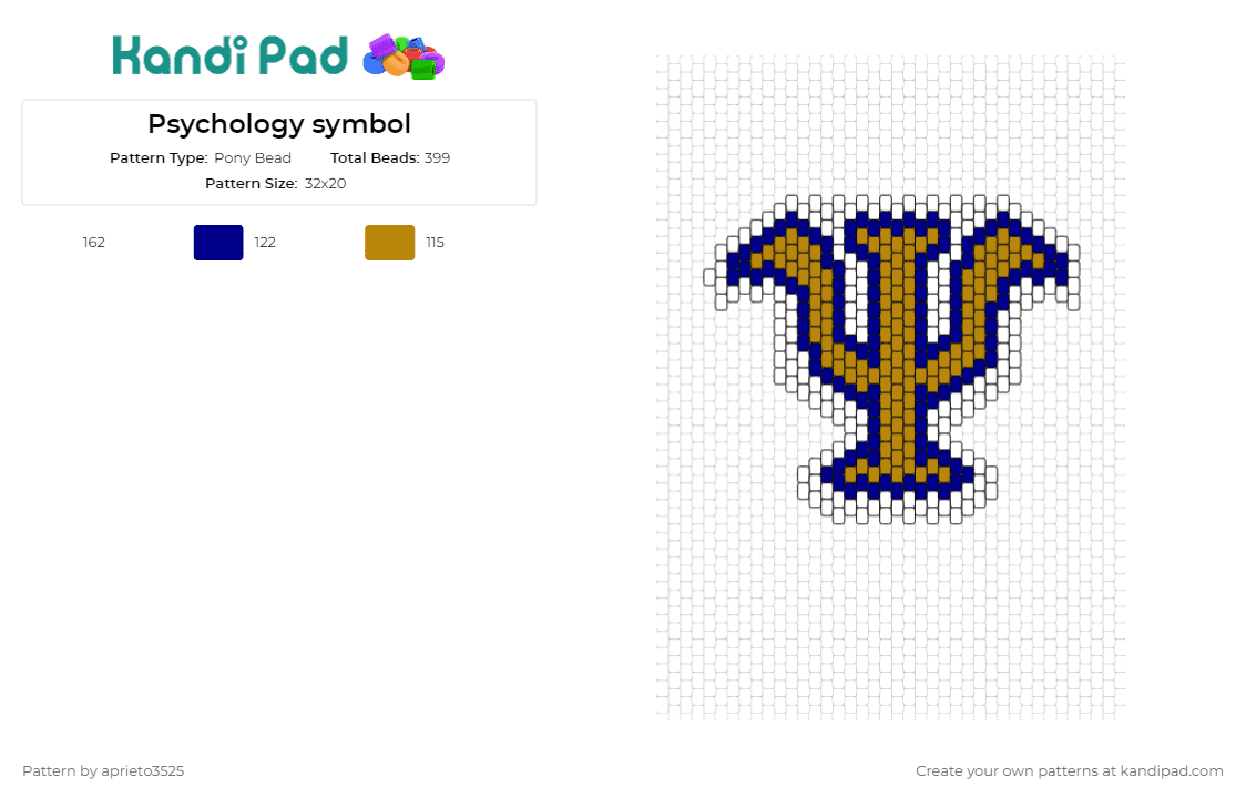 Psychology symbol - Pony Bead Pattern by aprieto3525 on Kandi Pad - psi,psychology,logo,symbol,trident,brown