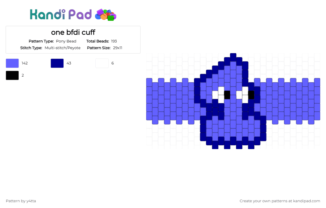 One bfdi cuff Pony Bead Pattern - Kandi Pad | Kandi Patterns, Fuse Bead ...