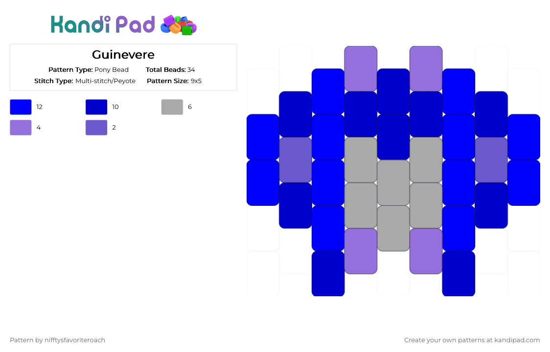 Guinevere - Pony Bead Pattern by nifftysfavoriteroach on Kandi Pad - purple