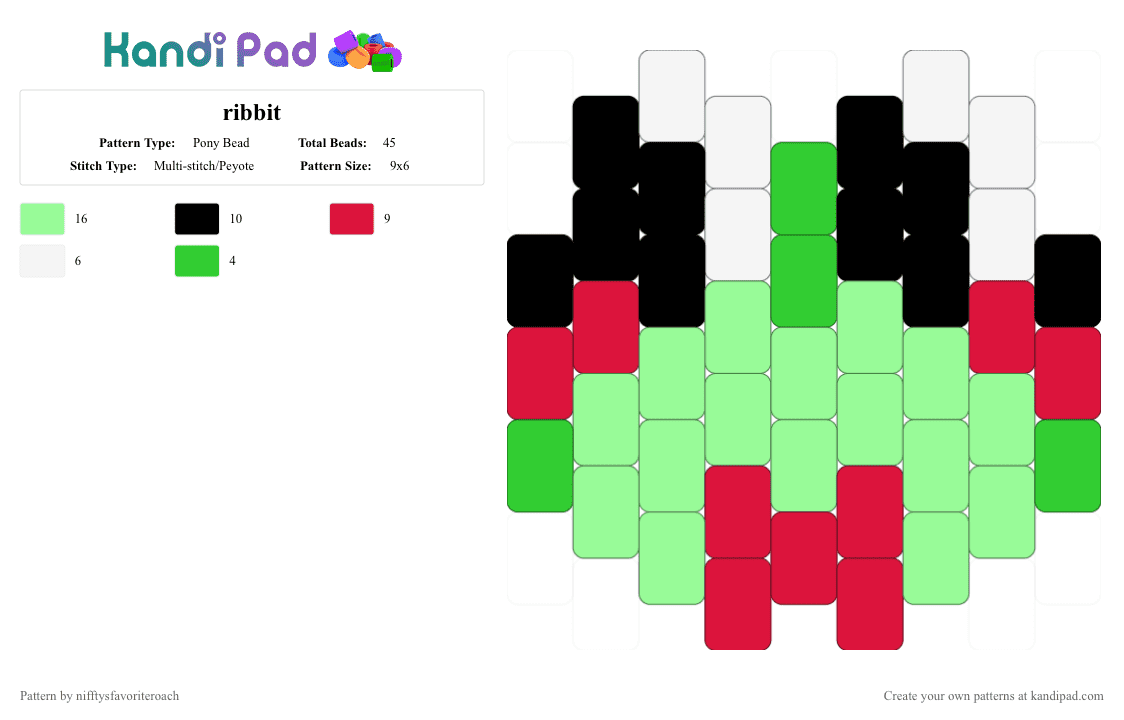 ribbit - Pony Bead Pattern by nifftysfavoriteroach on Kandi Pad - teal
