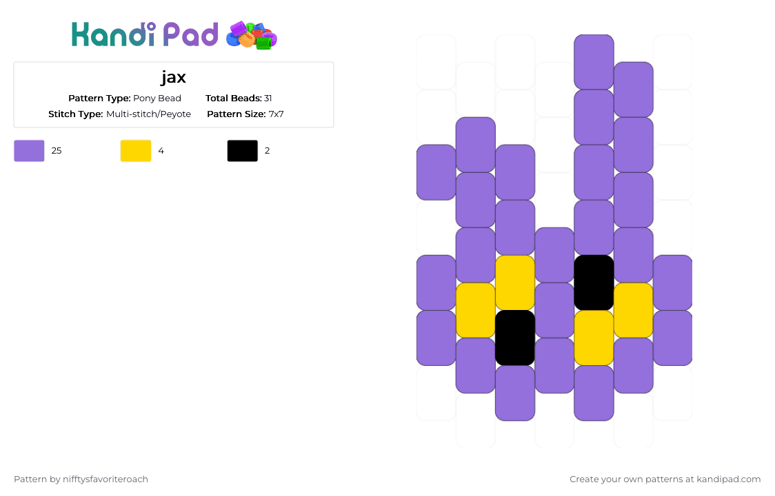 jax - Pony Bead Pattern by nifftysfavoriteroach on Kandi Pad - purple