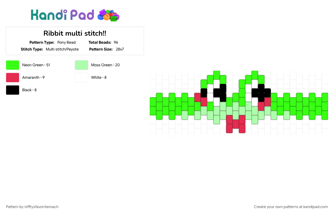 Ribbit multi stitch!! - Pony Bead Pattern by nifftysfavoriteroach on Kandi Pad - green