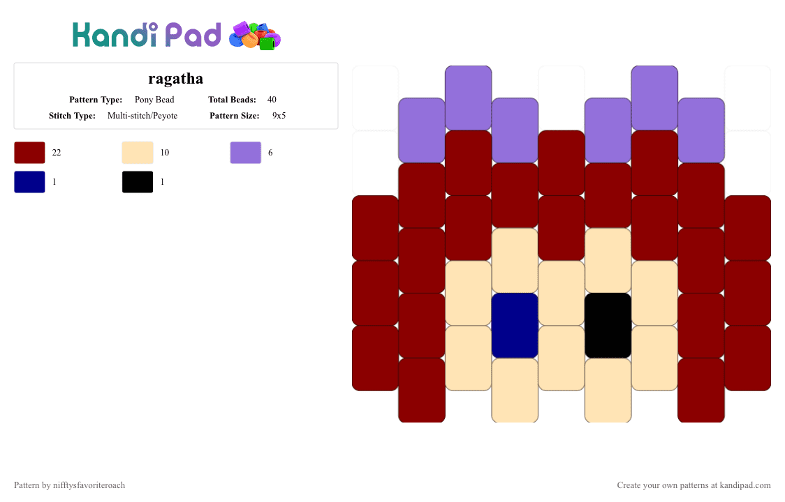 ragatha - Pony Bead Pattern by nifftysfavoriteroach on Kandi Pad - red