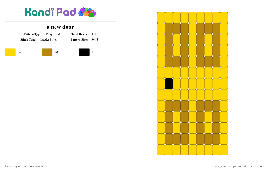 a new door - Pony Bead Pattern by nifftysfavoriteroach on Kandi Pad - yellow,gold,the magnus archives,the distortion,michael,helen
