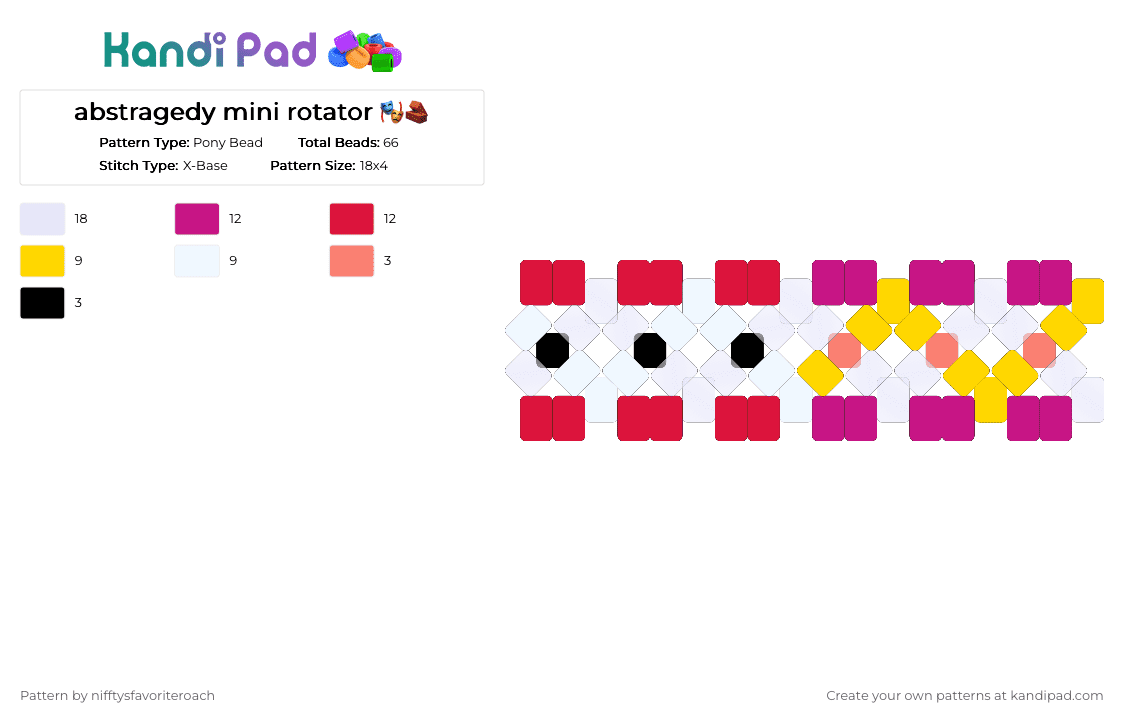 abstragedy mini rotator 🎭🧱 - Pony Bead Pattern by nifftysfavoriteroach on Kandi Pad - pink,yellow,red,tadc,the amazing digital circus,gangle,zooble,abstragedy,google