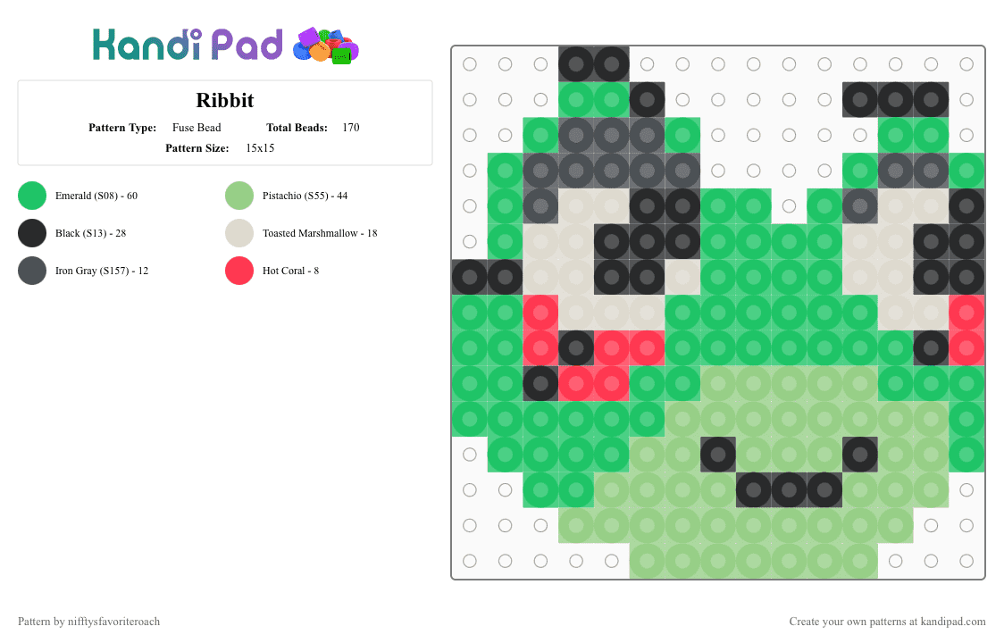 Ribbit (perler) - Fuse Bead Pattern by nifftysfavoriteroach on Kandi Pad - green,teal,ribbit,tadc,the amazing digital circus,glitch