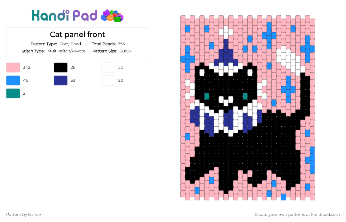 Cat panel front - Pony Bead Pattern by lila-vie on Kandi Pad - pink