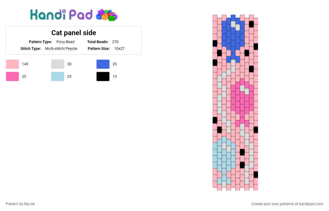 Cat panel side - Pony Bead Pattern by lila-vie on Kandi Pad - pink