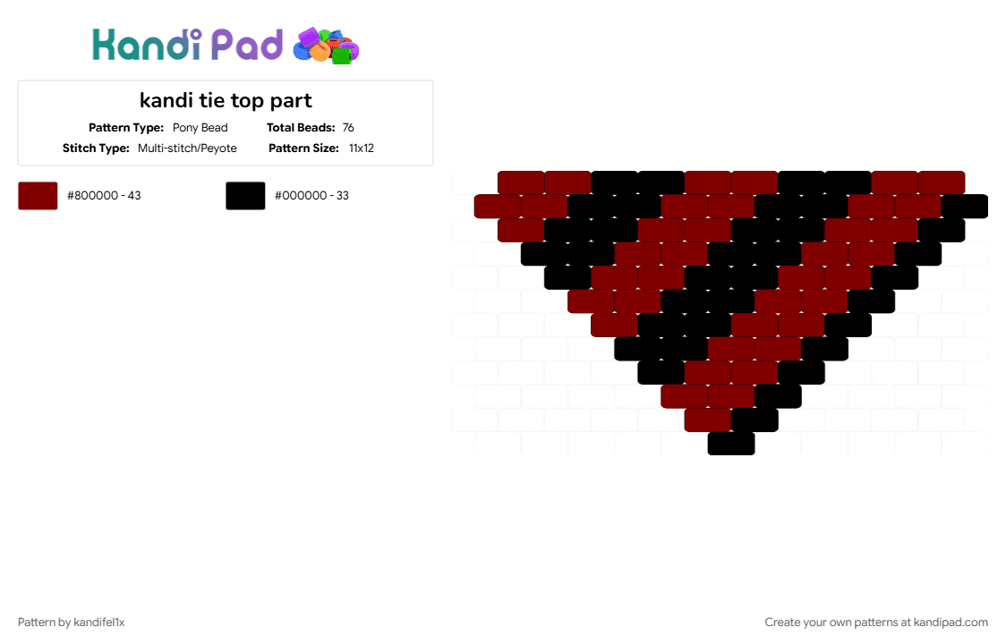 kandi tie top part - Pony Bead Pattern by kandifel1x on Kandi Pad - black, brown, tie