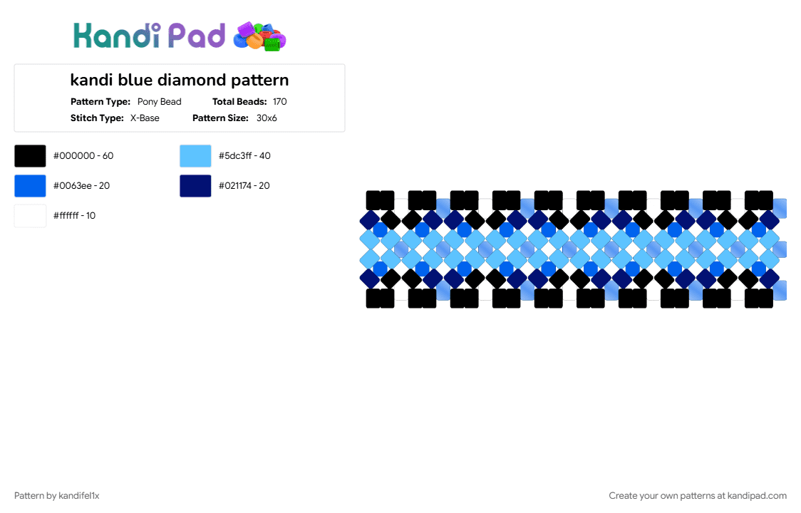 kandi blue diamond pattern - Pony Bead Pattern by kandifel1x on Kandi Pad - blue, light blue
