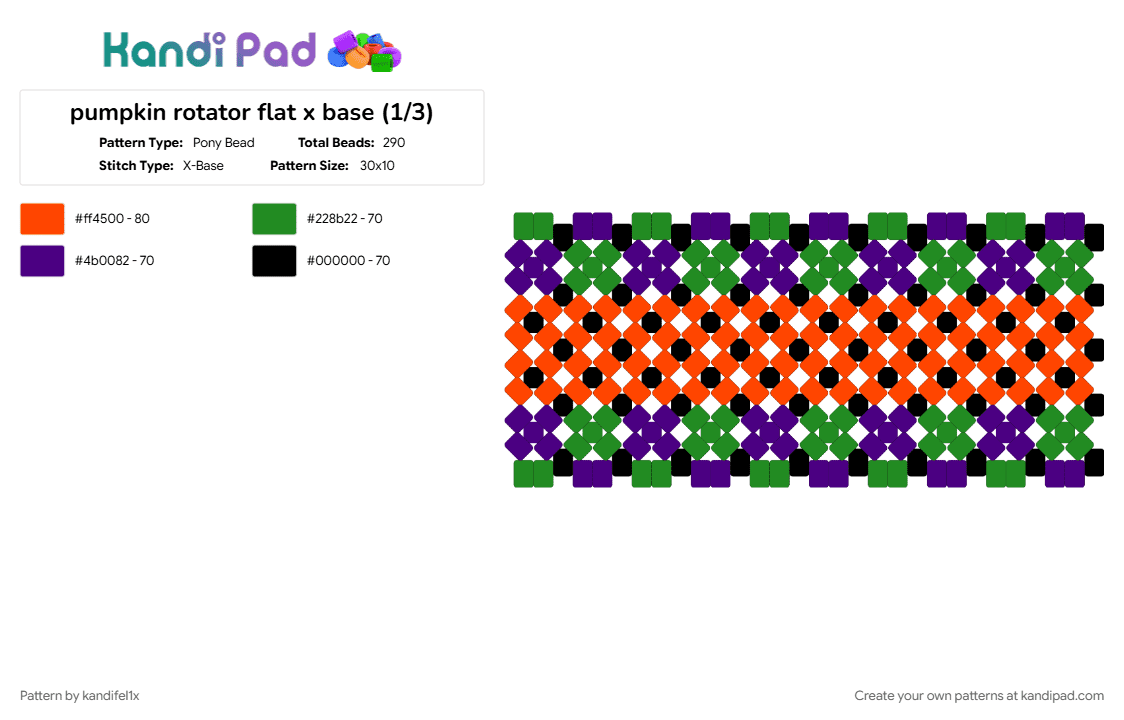 pumpkin rotator flat x base (1/3) - Pony Bead Pattern by kandifel1x on Kandi Pad - pumpkin, red
