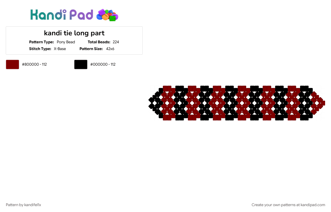 kandi tie long part - Pony Bead Pattern by kandifel1x on Kandi Pad - black, brown, tie