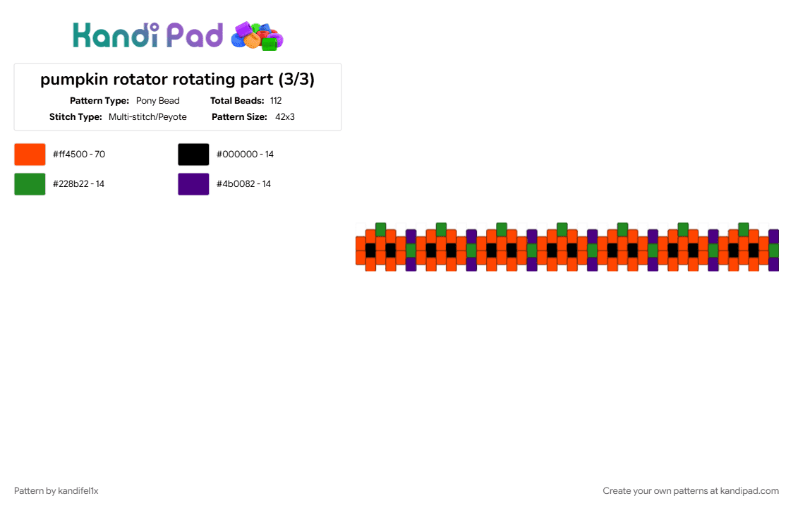 pumpkin rotator rotating part (3/3) - Pony Bead Pattern by kandifel1x on Kandi Pad - red