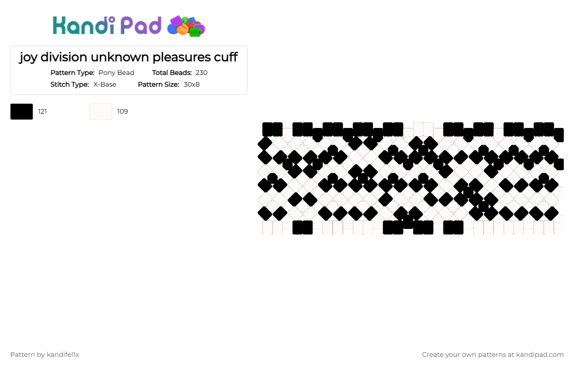 Joy division unknown pleasures cuff Pony Bead Pattern - Kandi Pad ...